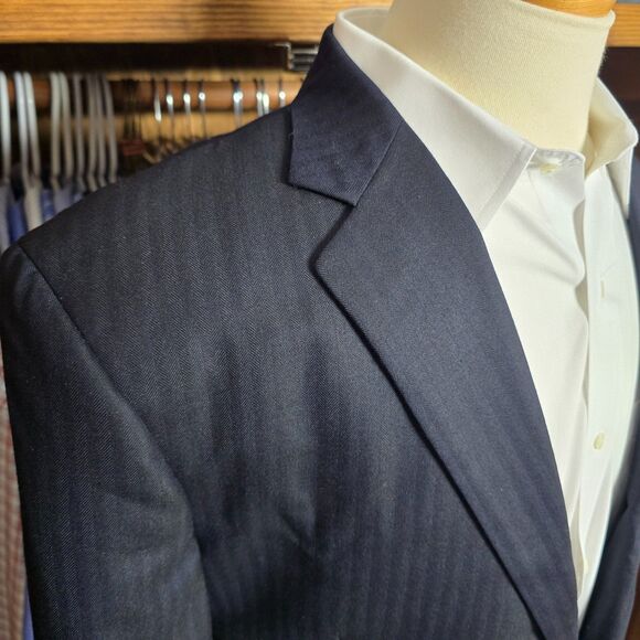 Brooks Brothers 1818 Madison SaxXon Navy Pinstripe Wool Suit Coat 45L - Picture 3 of 15